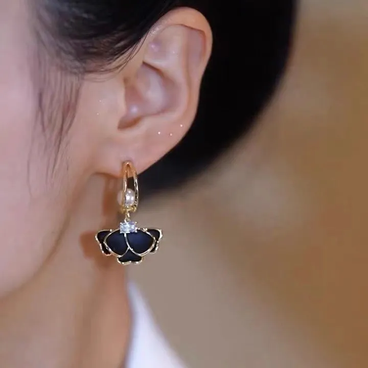 Black Petal Earrings