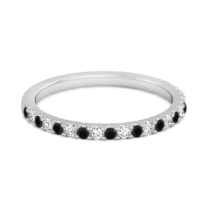 Black Spinel Half Eternity Band 925 Sterling Silver Stackable Ring