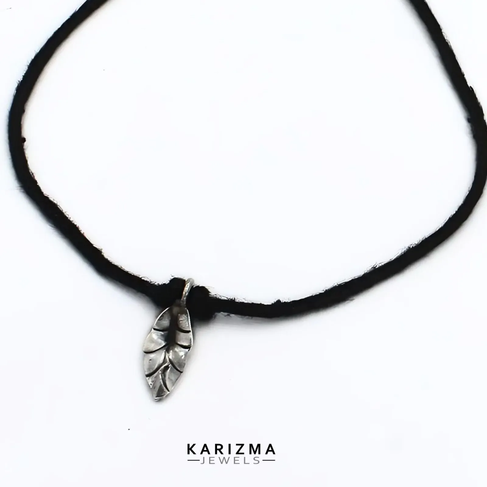 Black Thread 925 Sterling Silver Oxidized Leaf style Women single Anklet