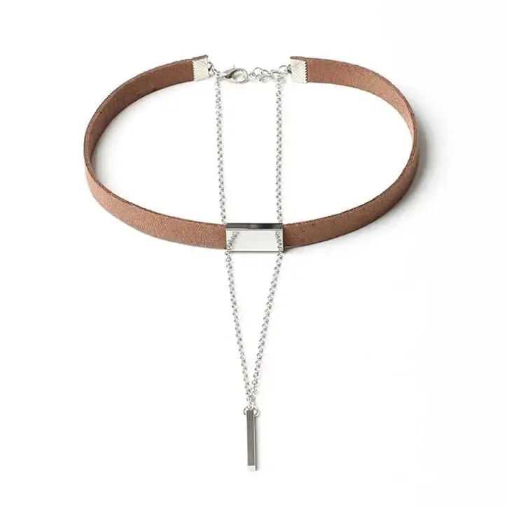 Black Velvet Choker Necklace Gold Chain Bar Chokers Necklace For Women