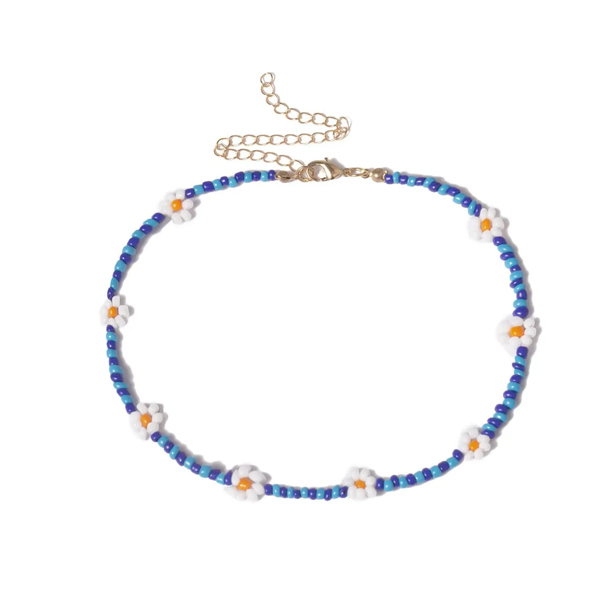 Blue Howlite & 18K Gold-Plated Floral Station Choker Necklace