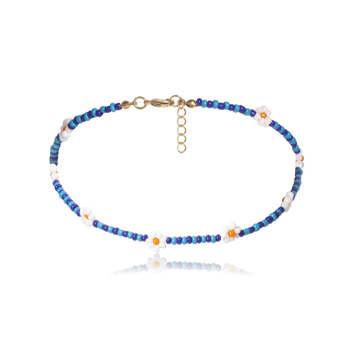 Blue Howlite & 18K Gold-Plated Floral Station Choker Necklace