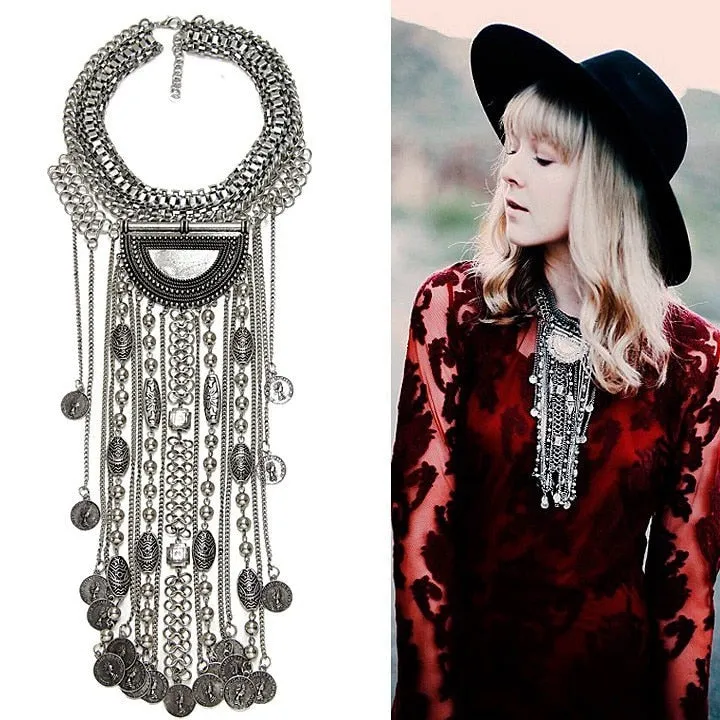 Bohemian Vintage Choker Necklace, Indian Ethnic Statement Large Collar Necklaces