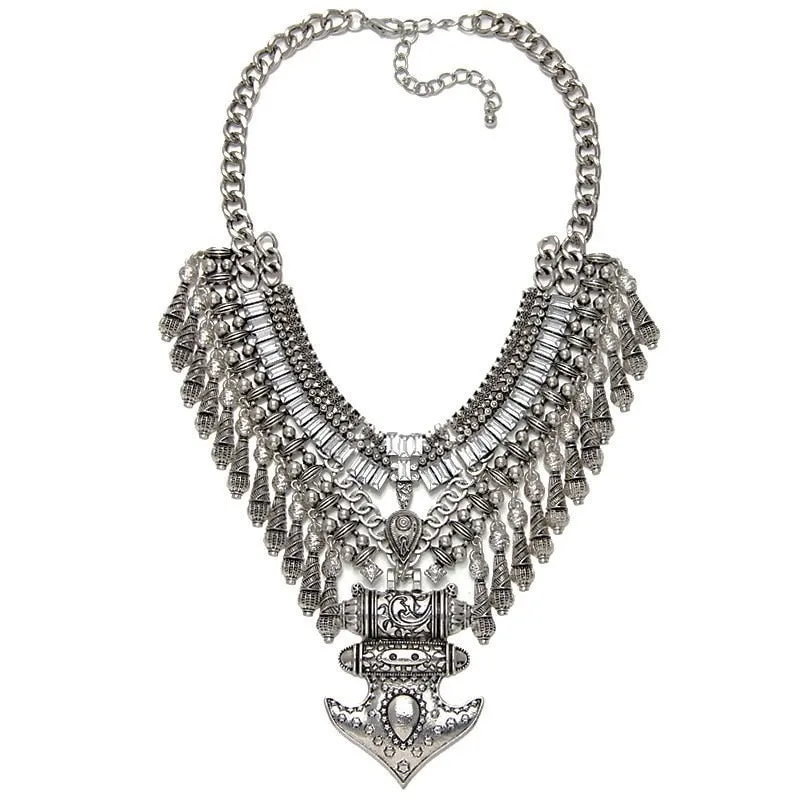 Bohemian Vintage Choker Necklace, Indian Ethnic Statement Large Collar Necklaces