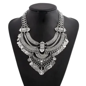 Bohemian Vintage Choker Necklace, Indian Ethnic Statement Large Collar Necklaces