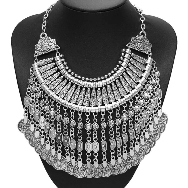 Bohemian Vintage Choker Necklace, Indian Ethnic Statement Large Collar Necklaces