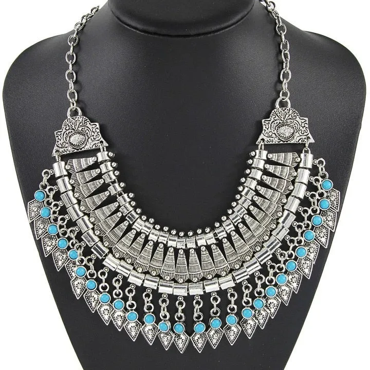 Bohemian Vintage Choker Necklace, Indian Ethnic Statement Large Collar Necklaces
