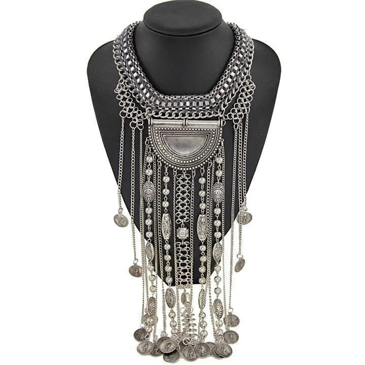 Bohemian Vintage Choker Necklace, Indian Ethnic Statement Large Collar Necklaces