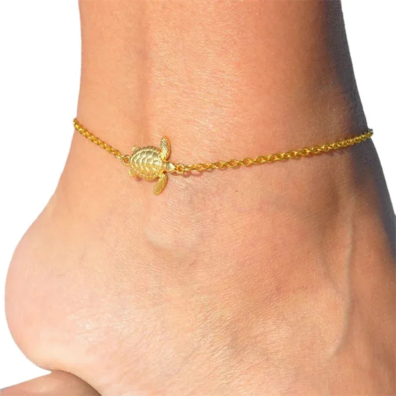 Boho Cute Small Sea Turtle Anklets