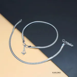 Boho style 925 Sterling Silver Indian women Anklets Pair 10.3"