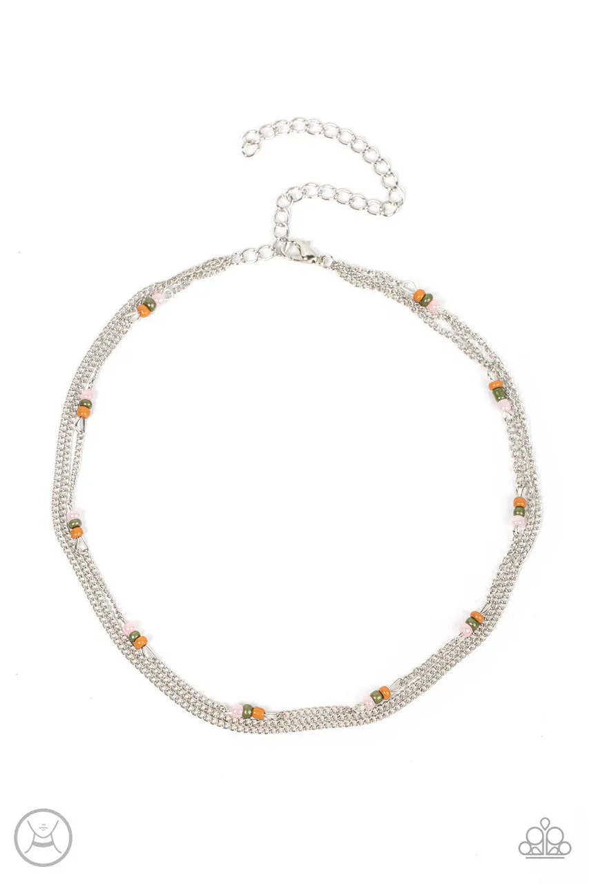 Bountifully Beaded Multi Seed Bead Layered Paparazzi Choker Necklace