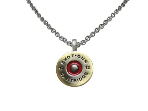 Brass Toned Shotgun Shell Pendant Necklace