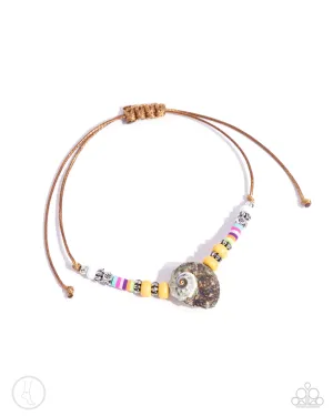 Break the SHELL - Multi - Colorful Bead and Clay Disc Seashell Paparazzi Pull-Cord Anklet