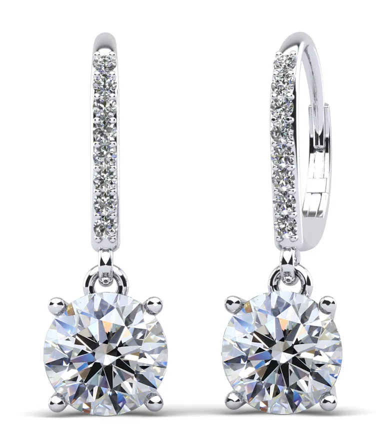 Brilliance Diamond Drop Diamond Earrings with 2.24 ct. (2X1.00 ct. center diamonds)