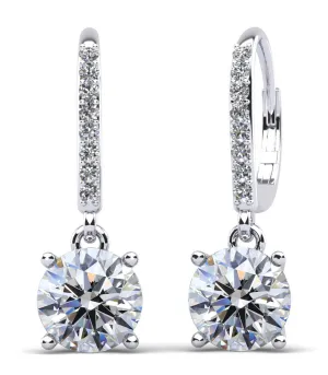 Brilliance Diamond Drop Diamond Earrings with 2.24 ct. (2X1.00 ct. center diamonds)