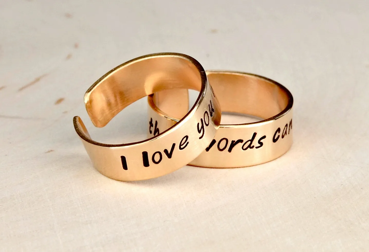 Bronze ring set for couples - perfect for 8th bronze anniversaries