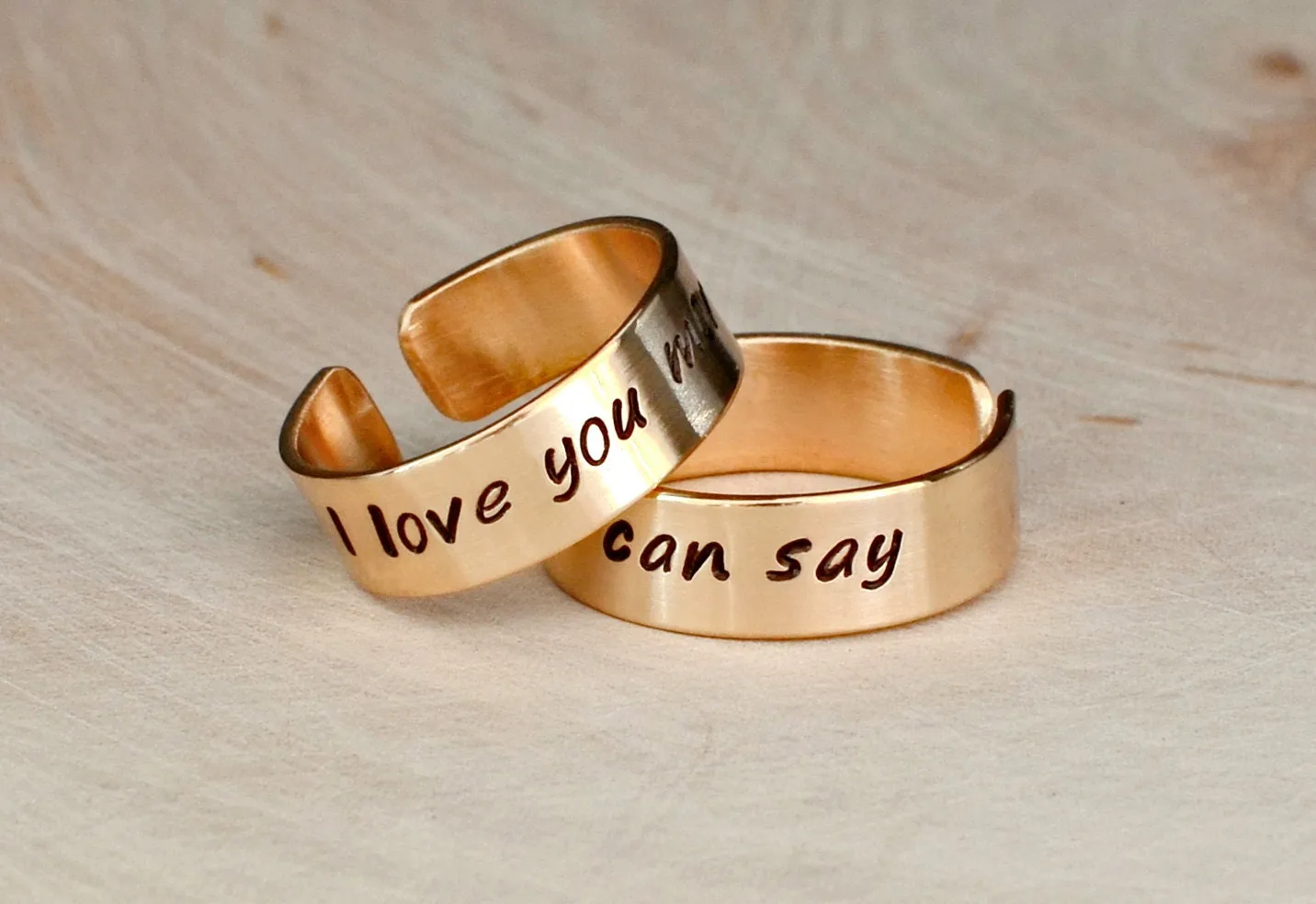 Bronze ring set for couples - perfect for 8th bronze anniversaries