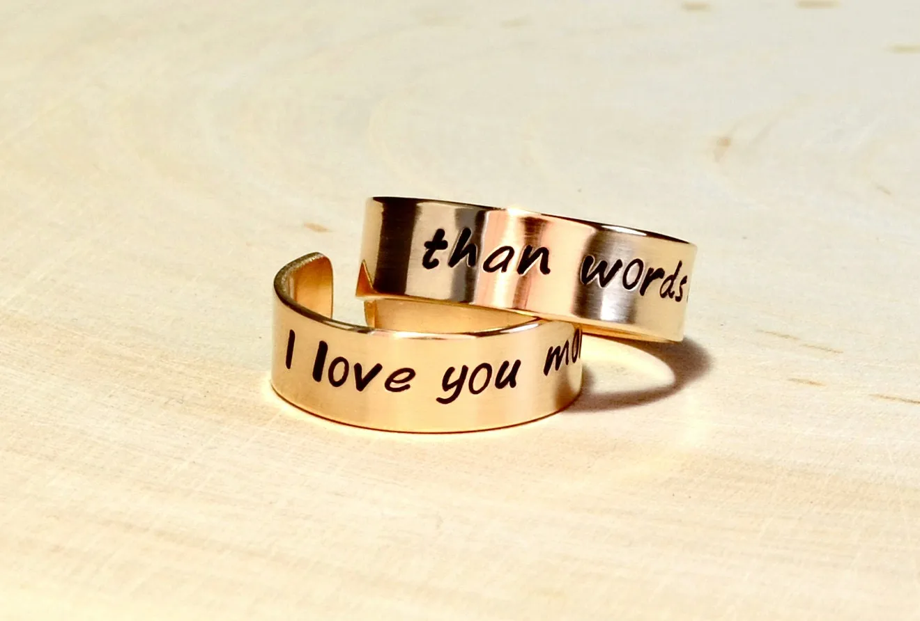 Bronze ring set for couples - perfect for 8th bronze anniversaries