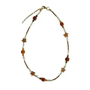 Brown Random Beaded Choker