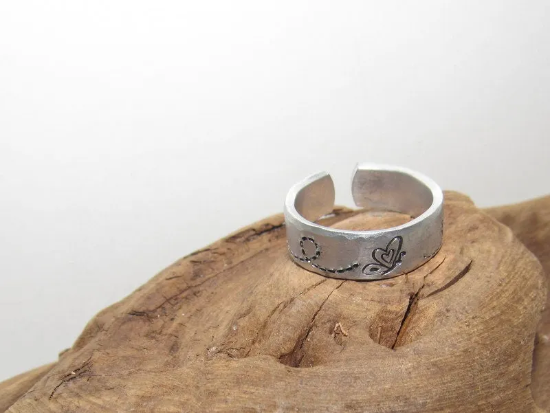 Butterflies Inspirational Ring, Nature Inspirational Ring ,Personalized Silver Hand Stamped Ring, Aluminum Hand Stamped Ring