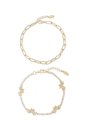 Butterfly High 18k Gold Plated Anklet Set
