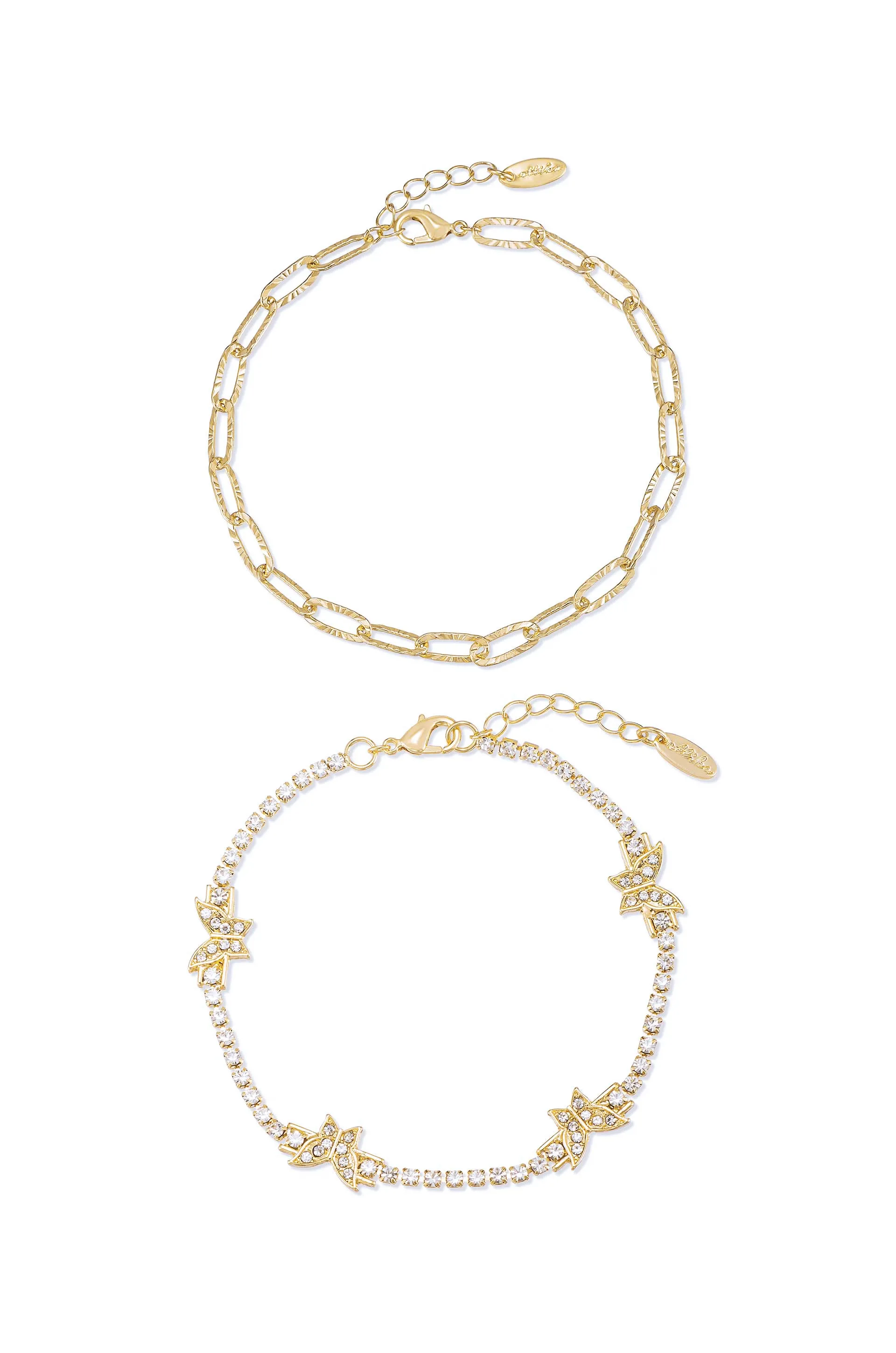 Butterfly High 18k Gold Plated Anklet Set
