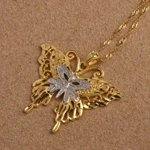 Butterfly Necklaces  , two tone butterfly necklace , gold butterfly jewelry ,butterfly charm butterfly pendant , butterfly necklace set