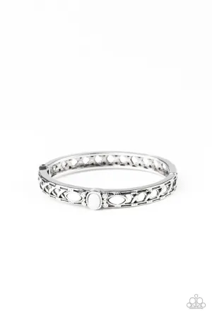 Caught in the Cross HEIRS - White - Bead and Rhinestone Paparazzi Hinge Bracelet