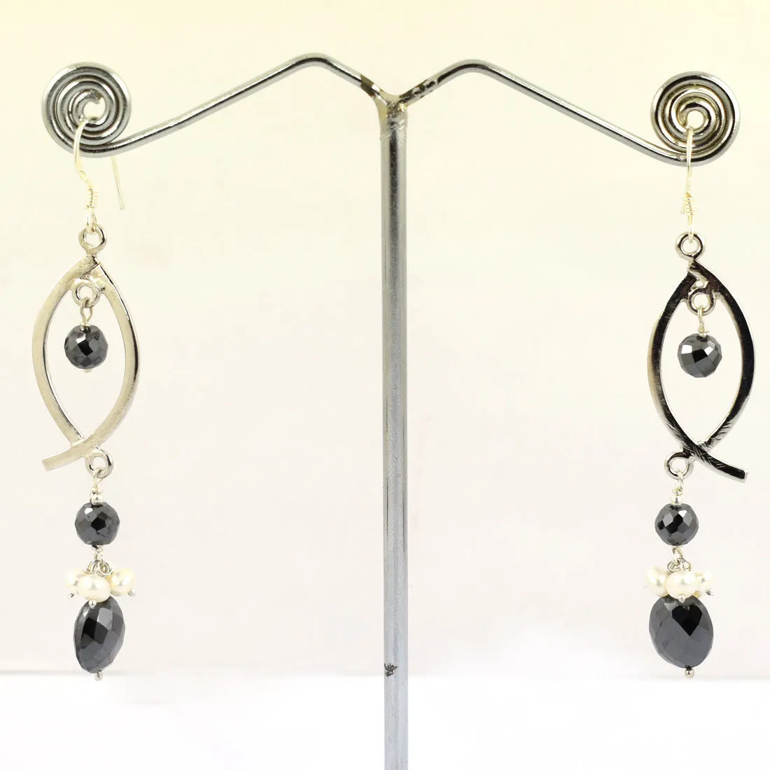 Certified 30 Ct Black Diamond With Pearl Dangler Drop Earring, Elegant Look with Great Design