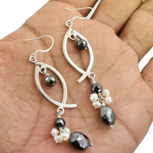 Certified 30 Ct Black Diamond With Pearl Dangler Drop Earring, Elegant Look with Great Design