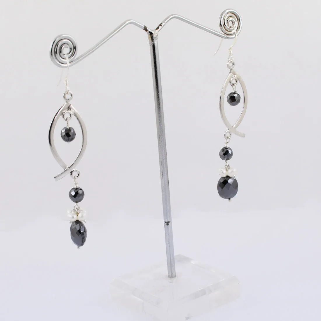 Certified 30 Ct Black Diamond With Pearl Dangler Drop Earring, Elegant Look with Great Design