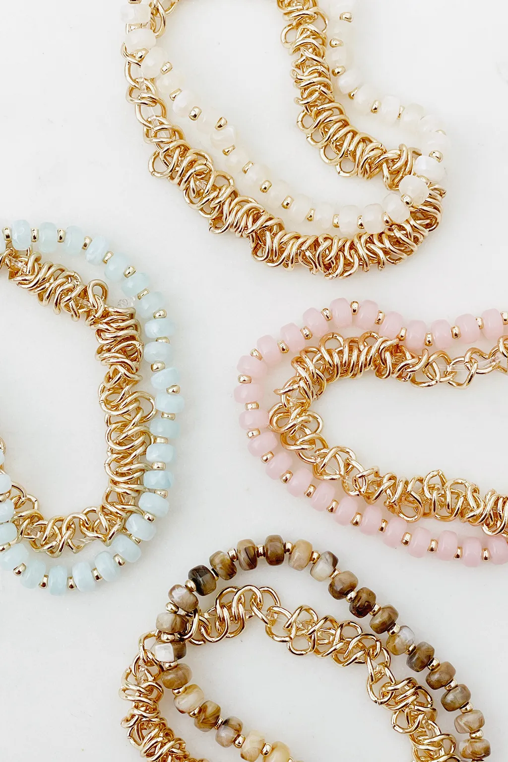 Chain & Bead Stretch Bracelet Set