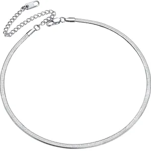 ChainsPro Stainless Steel Snake Choker Necklace Women 15 inch 9cm Chic Dainty Choker Chain Layered Necklace