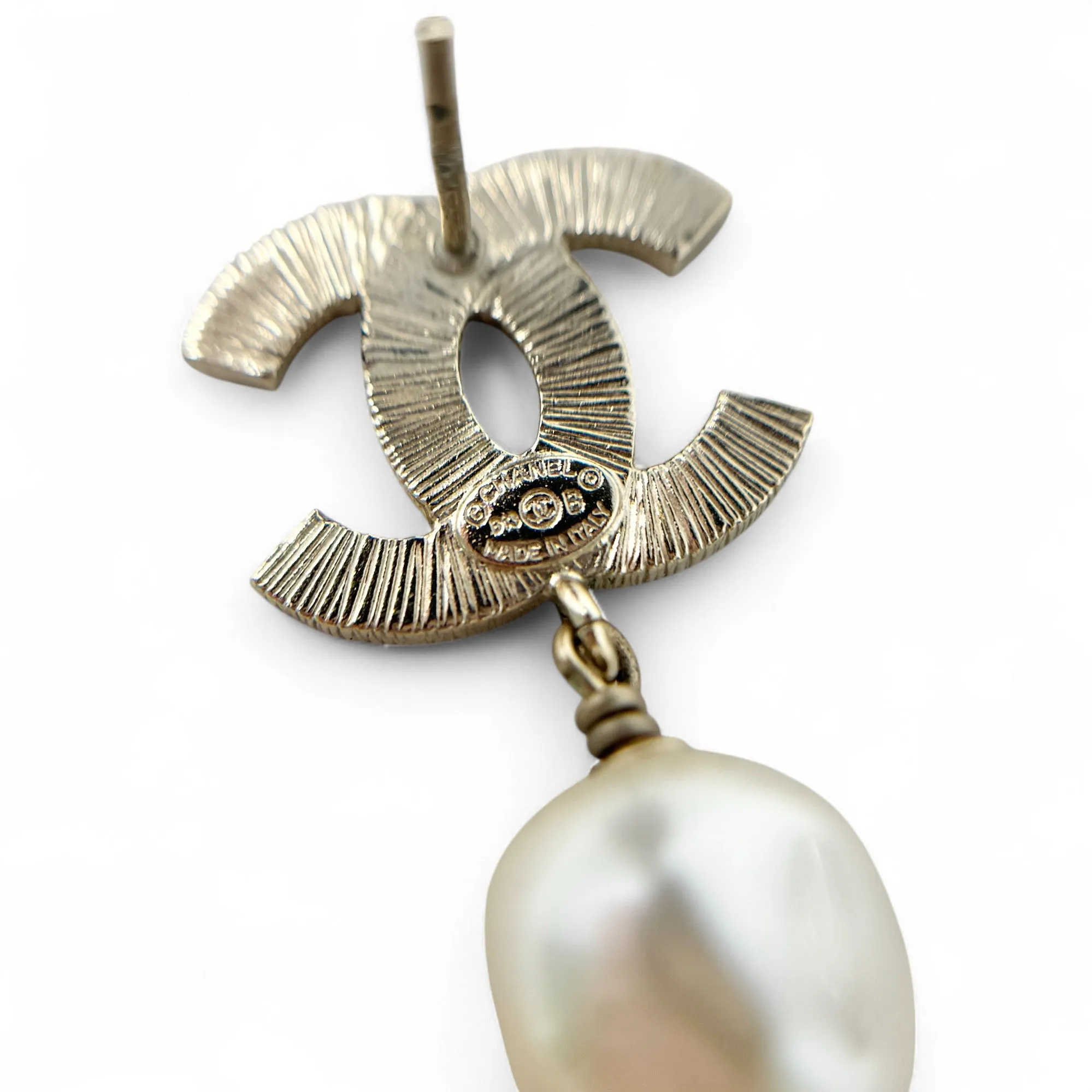 Chanel Black Pearl Drop Earrings