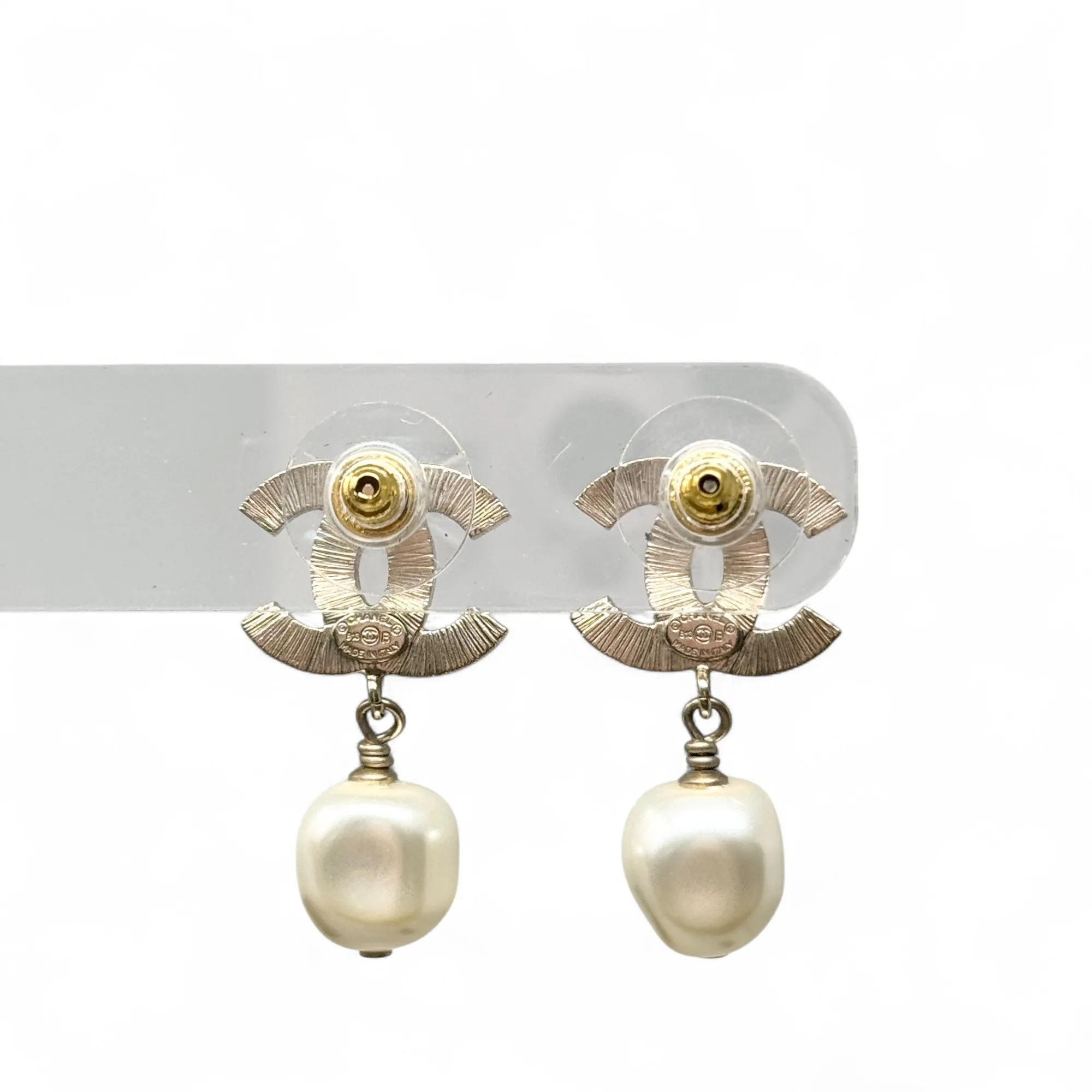 Chanel Black Pearl Drop Earrings
