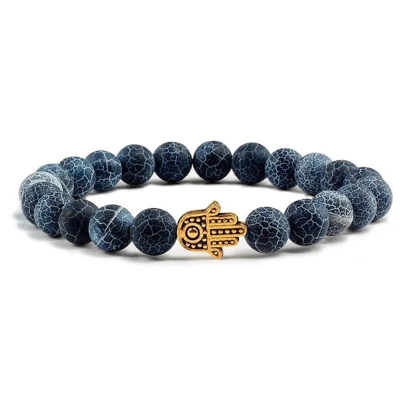 Charms Men Black Lava Matte Beads Natural Volcanic Stone Bracelets Bangles Women Yoga Prayer Jewelry Gift Cute Hand Bracelet
