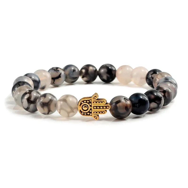 Charms Men Black Lava Matte Beads Natural Volcanic Stone Bracelets Bangles Women Yoga Prayer Jewelry Gift Cute Hand Bracelet