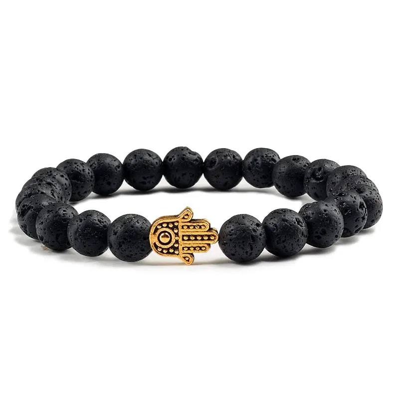 Charms Men Black Lava Matte Beads Natural Volcanic Stone Bracelets Bangles Women Yoga Prayer Jewelry Gift Cute Hand Bracelet