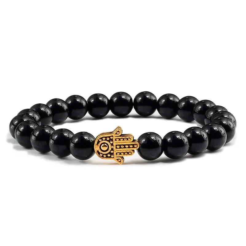 Charms Men Black Lava Matte Beads Natural Volcanic Stone Bracelets Bangles Women Yoga Prayer Jewelry Gift Cute Hand Bracelet