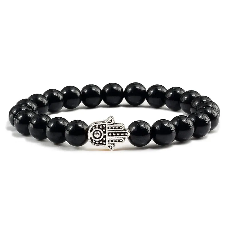 Charms Men Black Lava Matte Beads Natural Volcanic Stone Bracelets Bangles Women Yoga Prayer Jewelry Gift Cute Hand Bracelet
