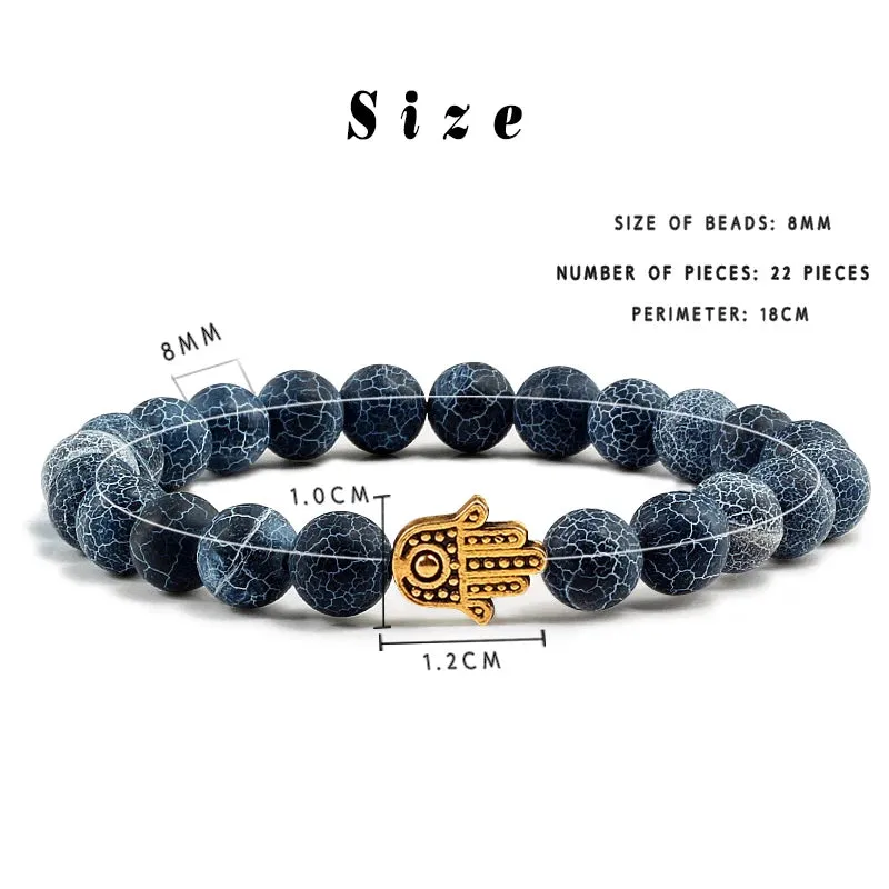 Charms Men Black Lava Matte Beads Natural Volcanic Stone Bracelets Bangles Women Yoga Prayer Jewelry Gift Cute Hand Bracelet