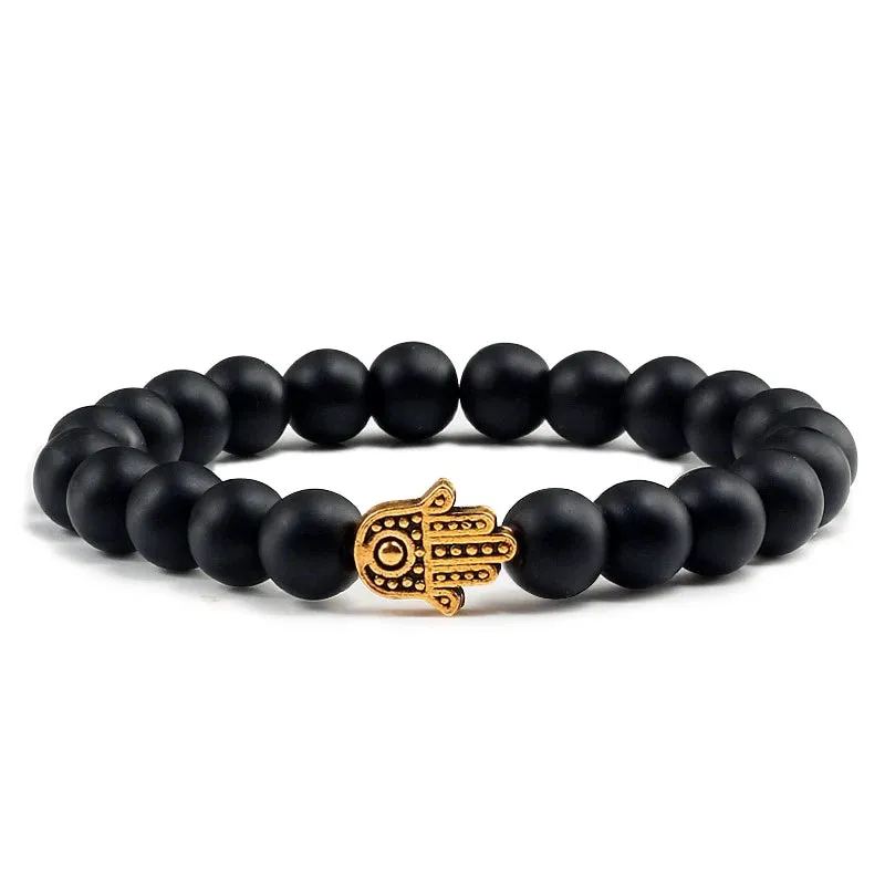 Charms Men Black Lava Matte Beads Natural Volcanic Stone Bracelets Bangles Women Yoga Prayer Jewelry Gift Cute Hand Bracelet