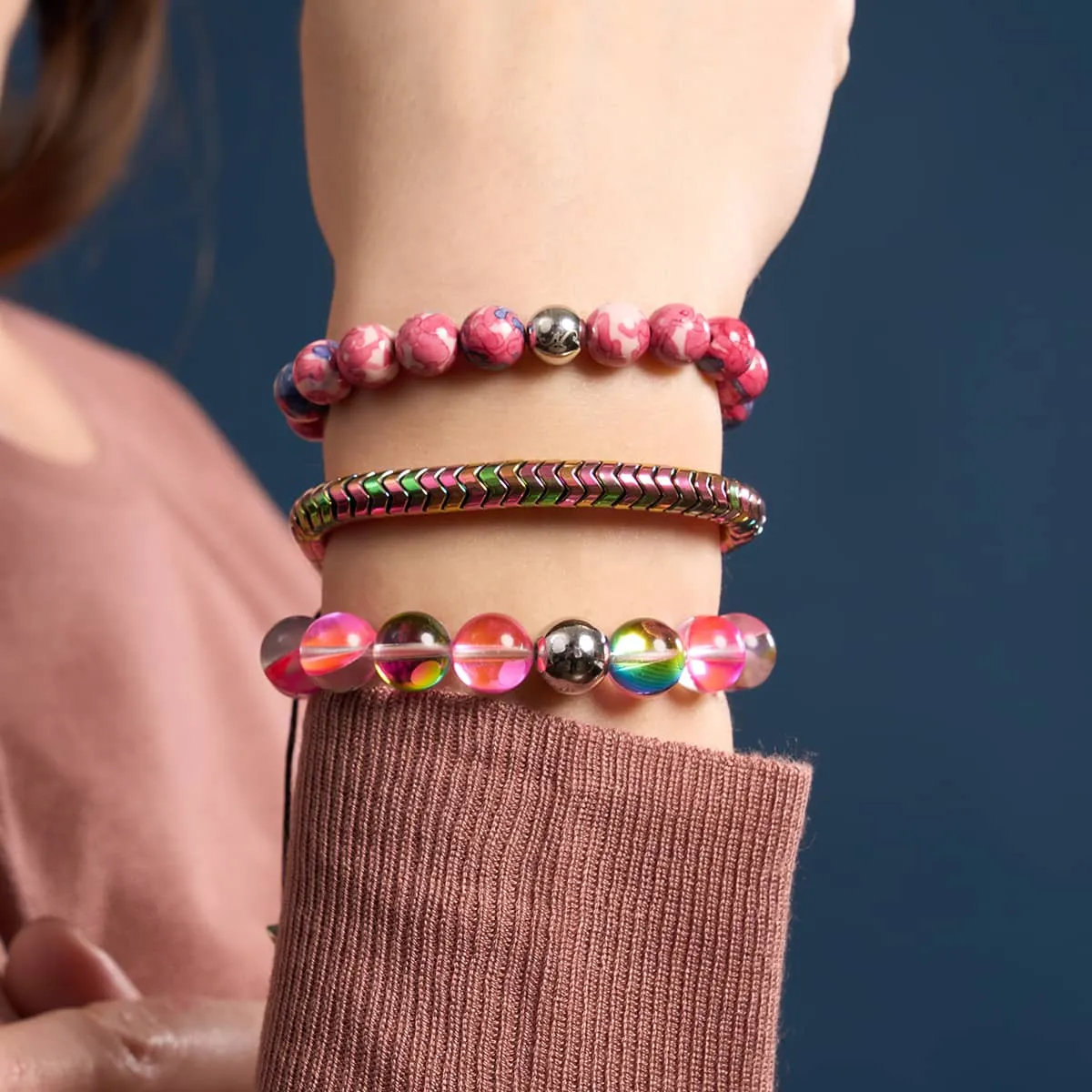Cherry Borealis | .925 Sterling Silver | Galaxy Glass Statement Bracelet
