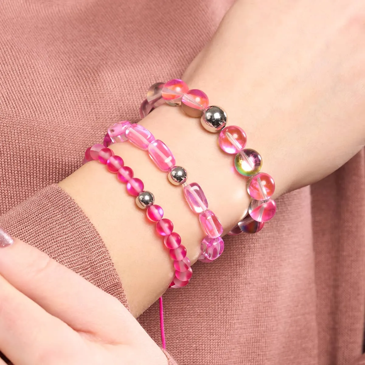 Cherry Borealis | .925 Sterling Silver | Galaxy Glass Statement Bracelet