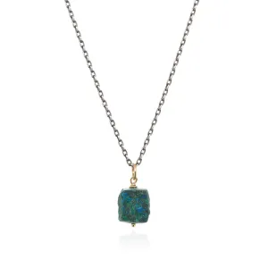 Chrysocolla nugget on sterling silver chain