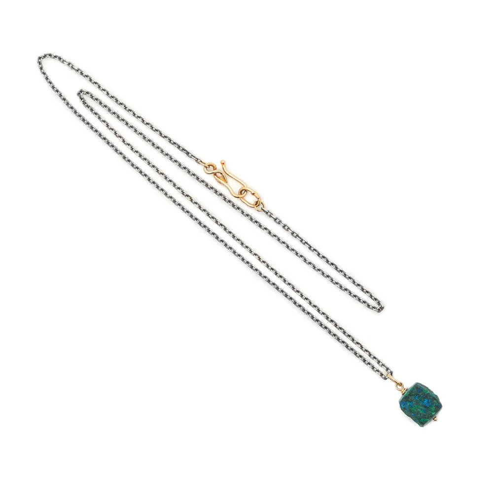 Chrysocolla nugget on sterling silver chain