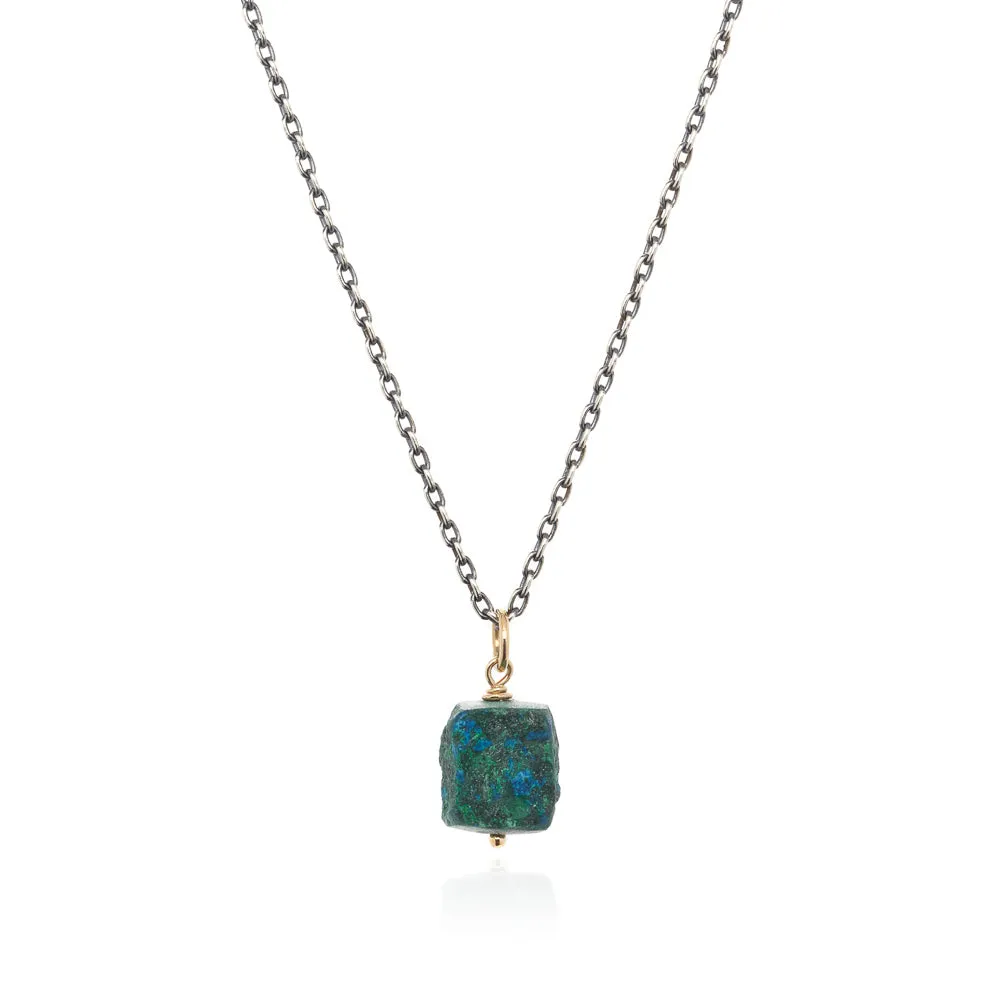 Chrysocolla nugget on sterling silver chain