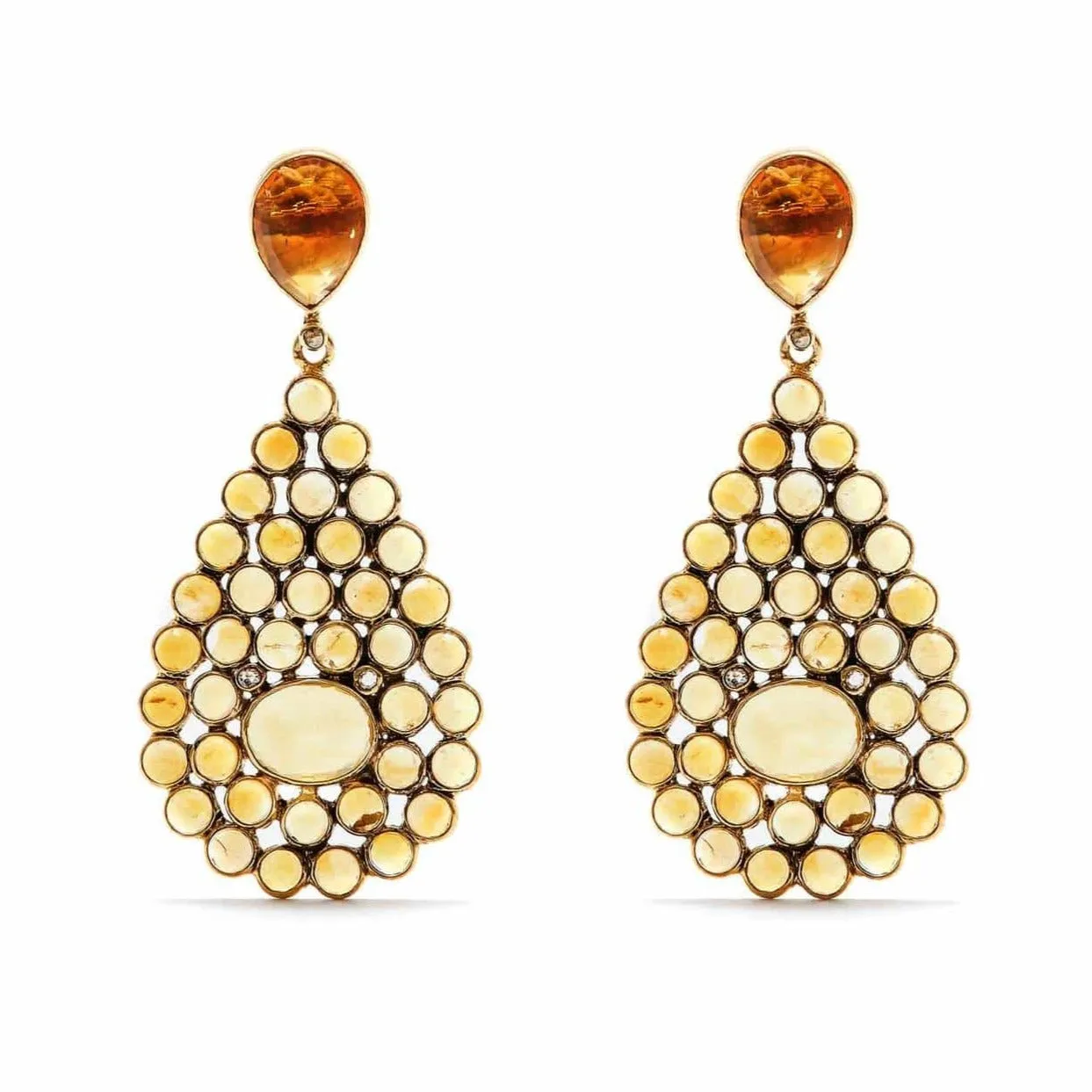 Citrine and Diamond Tear Drop Earrings