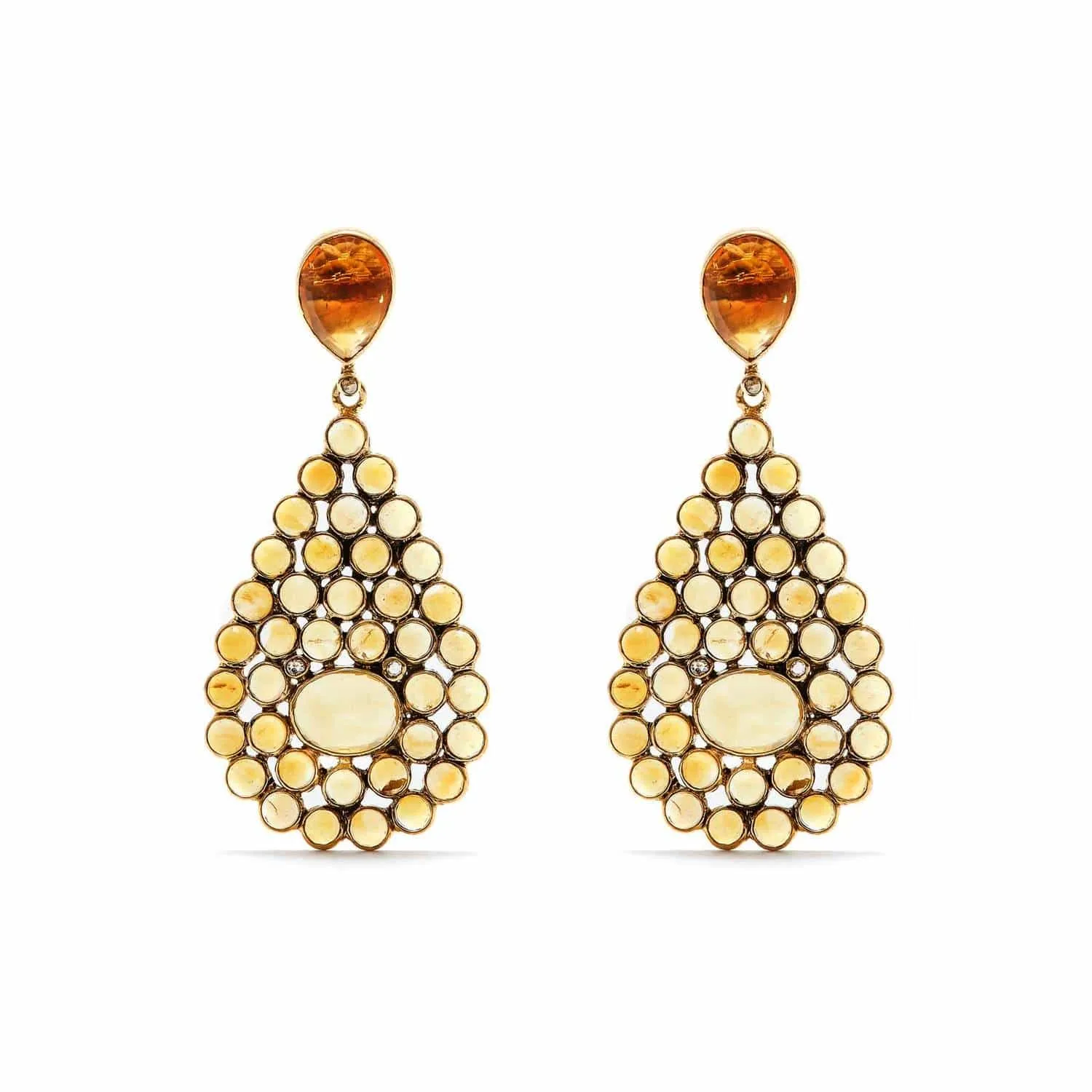 Citrine and Diamond Tear Drop Earrings