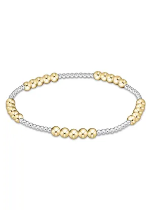 Classic Blissful Pattern 2mm Bead Bracelet - Mixed Metals